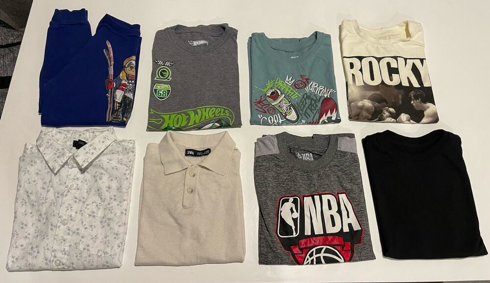 Lot of 8 Boys Graphic Tees Size 6-7Y Bundle NBA Hot Wheels Rocky Zara Polo RL